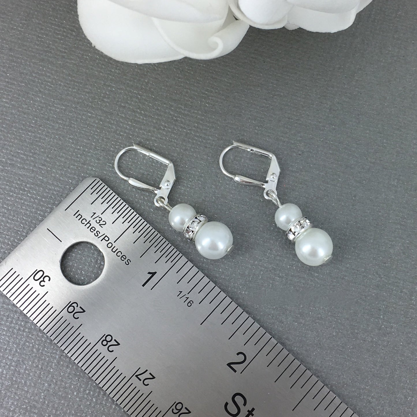 Peach Resin Rose Pearl Necklace Flower Girl Charm Bracelet Earrings