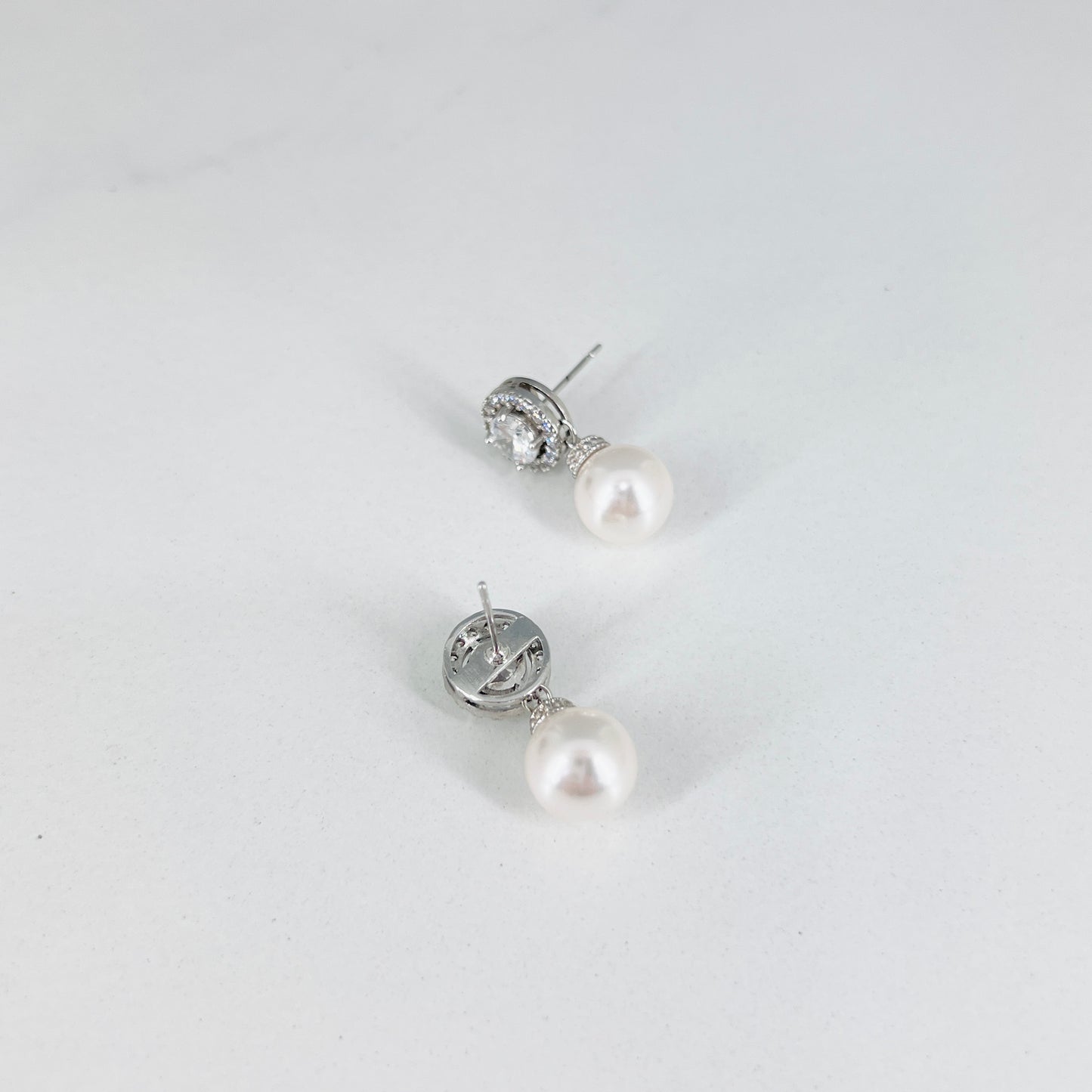 Bridal Wedding Classic Pearl Dangle Earrings Necklace Set