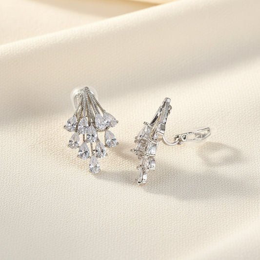 Wedding Bridal CZ Marquise Clip-on Earrings
