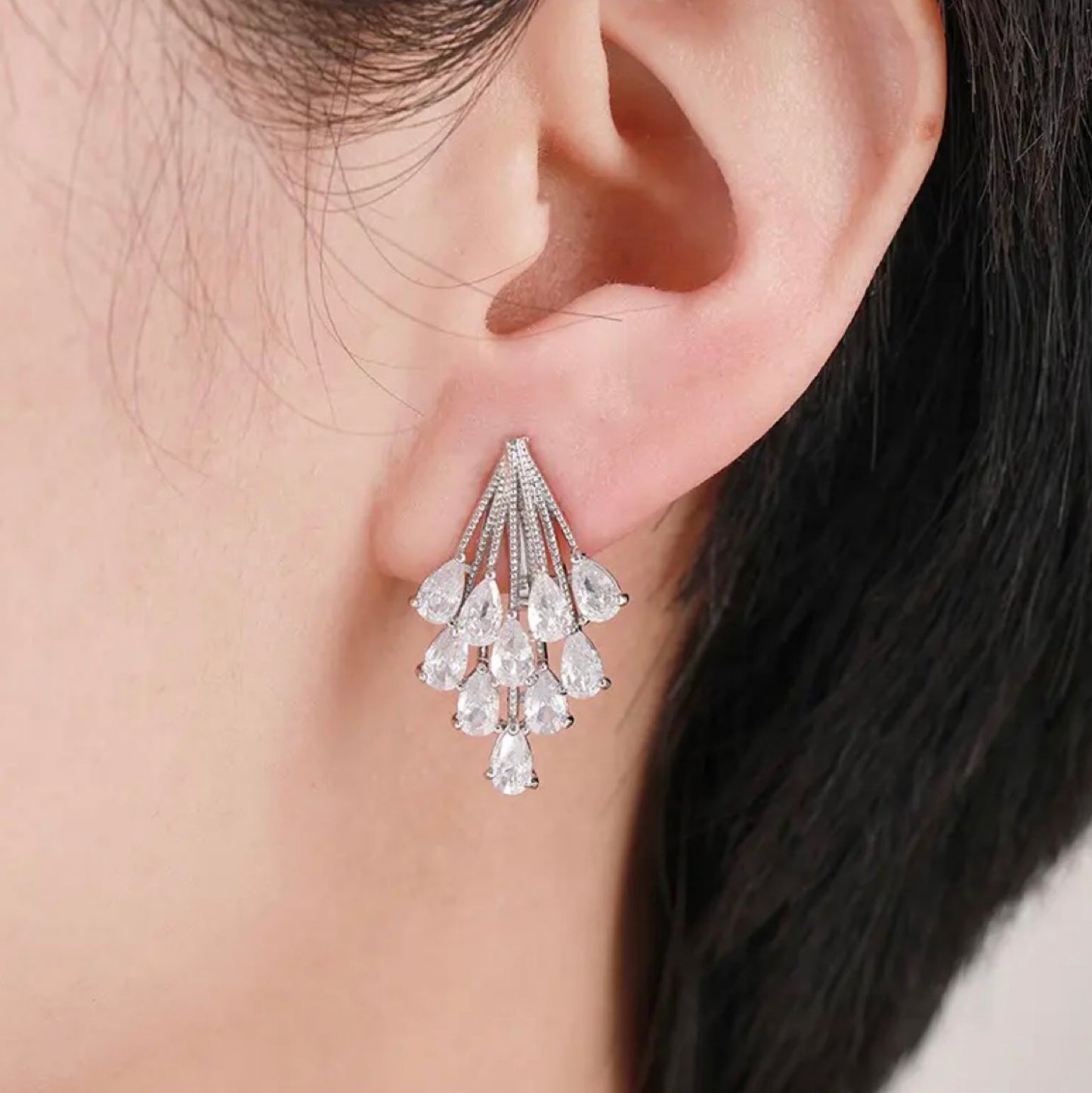 Wedding Bridal CZ Marquise Clip-on Earrings