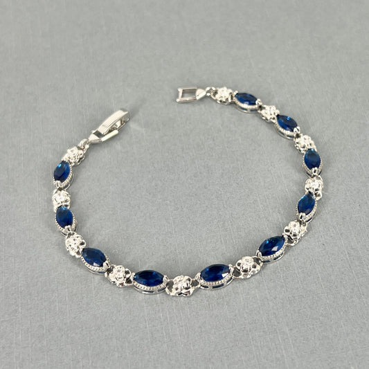 Wedding Bridal Cubic Oval Something Blue Crystal Bracelet