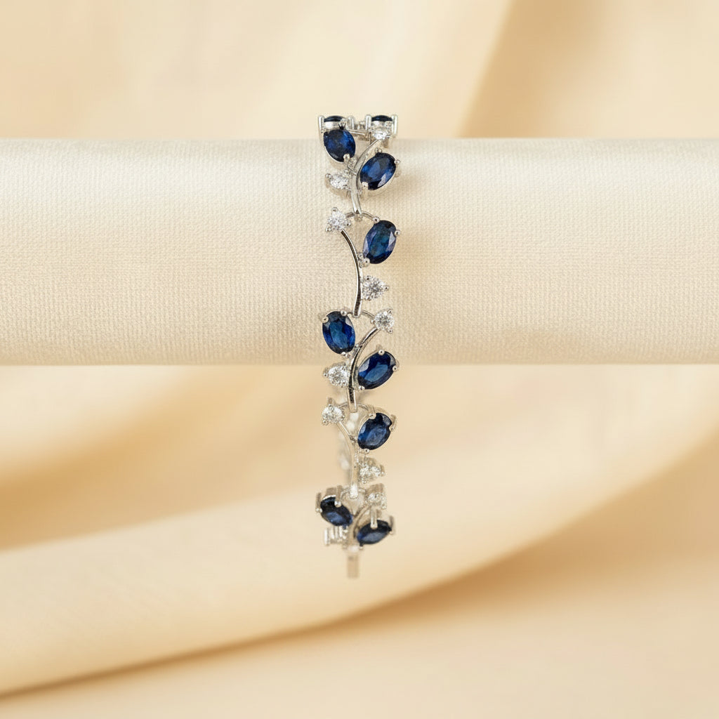 Cena CZ Bracelet en forme de larme bleu saphir plaqué or 18 carats