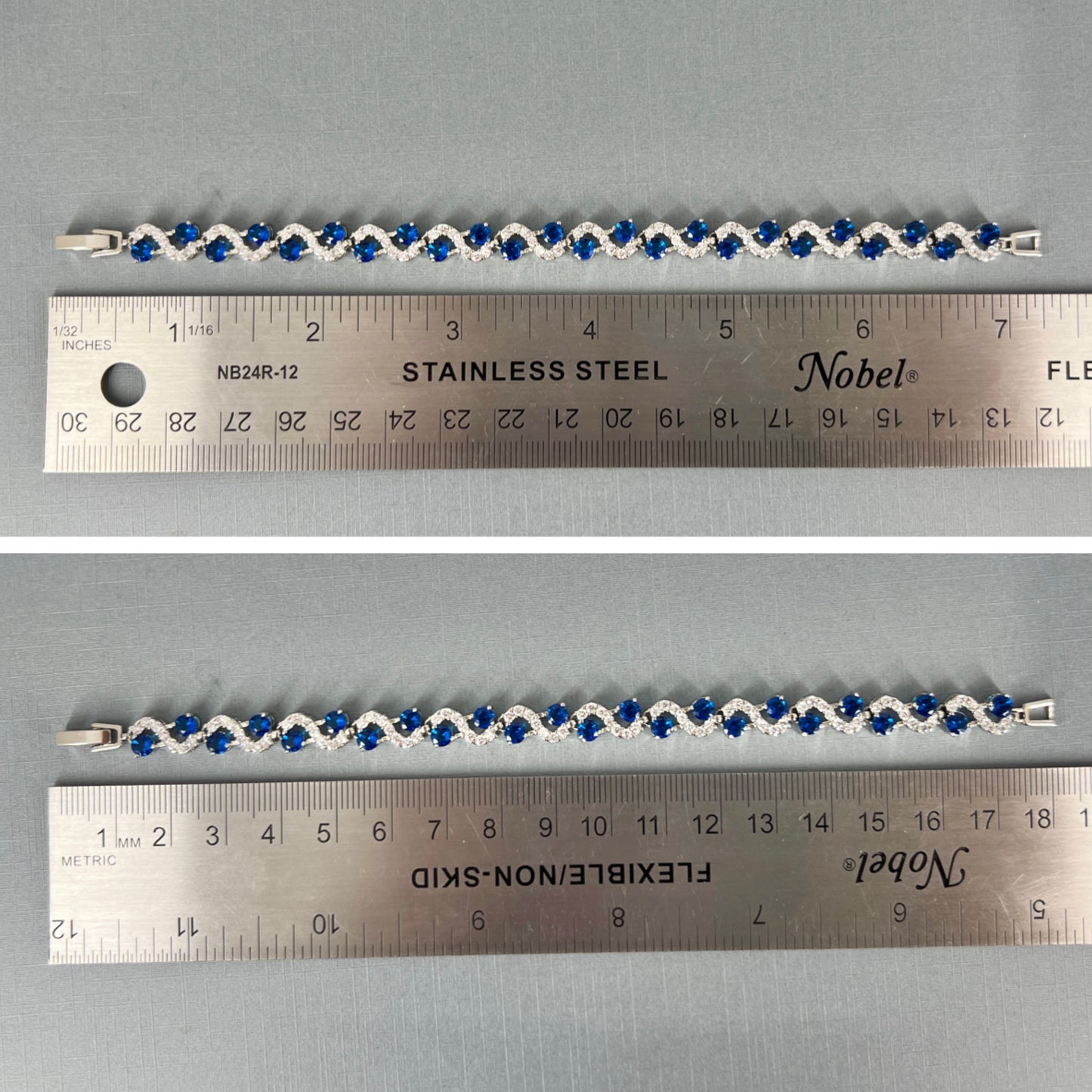 Clearance CZ White Gold Plated Royal Blue Bracelet