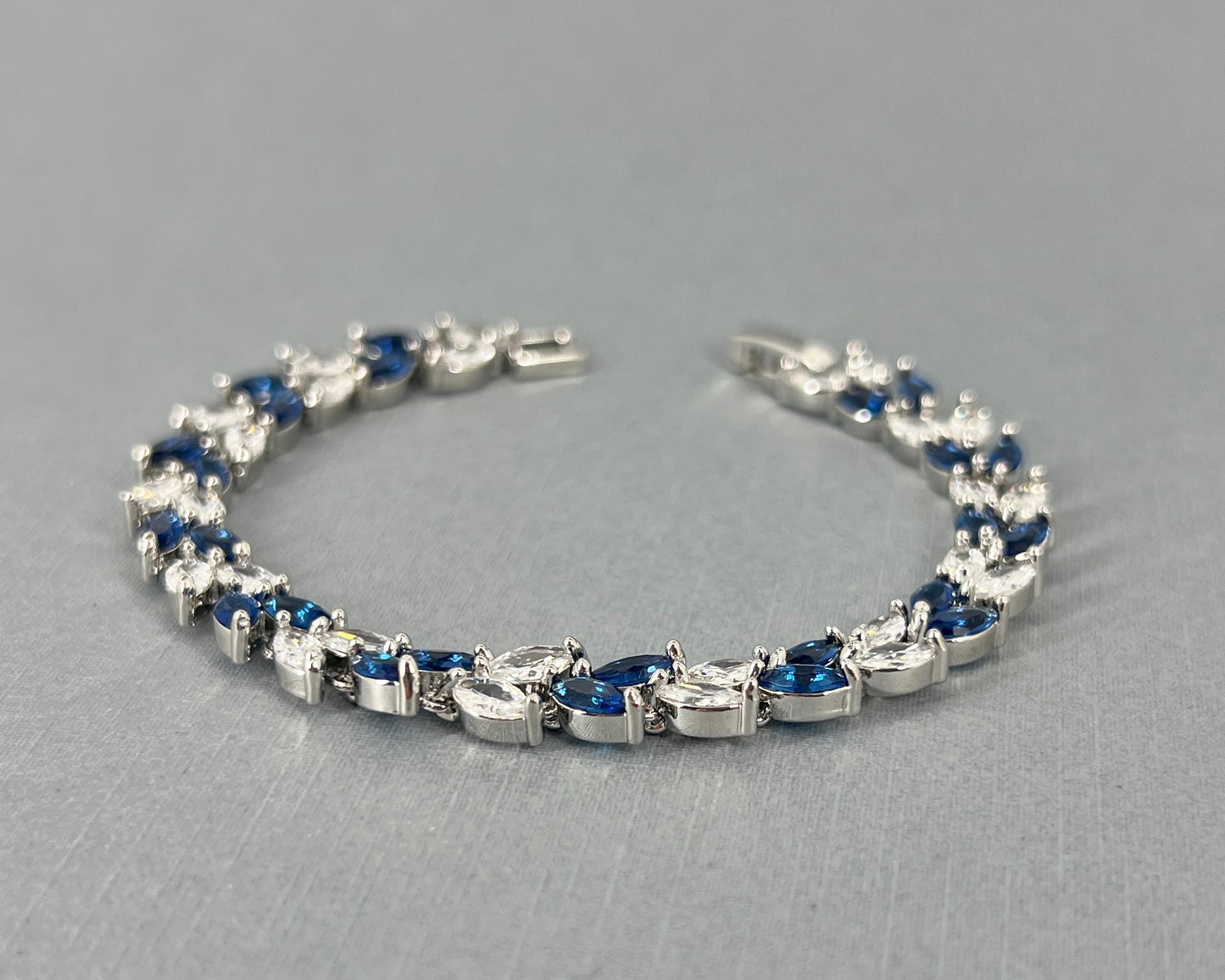 Celeste CZ Leaf Something Blue Crystal Bracelet