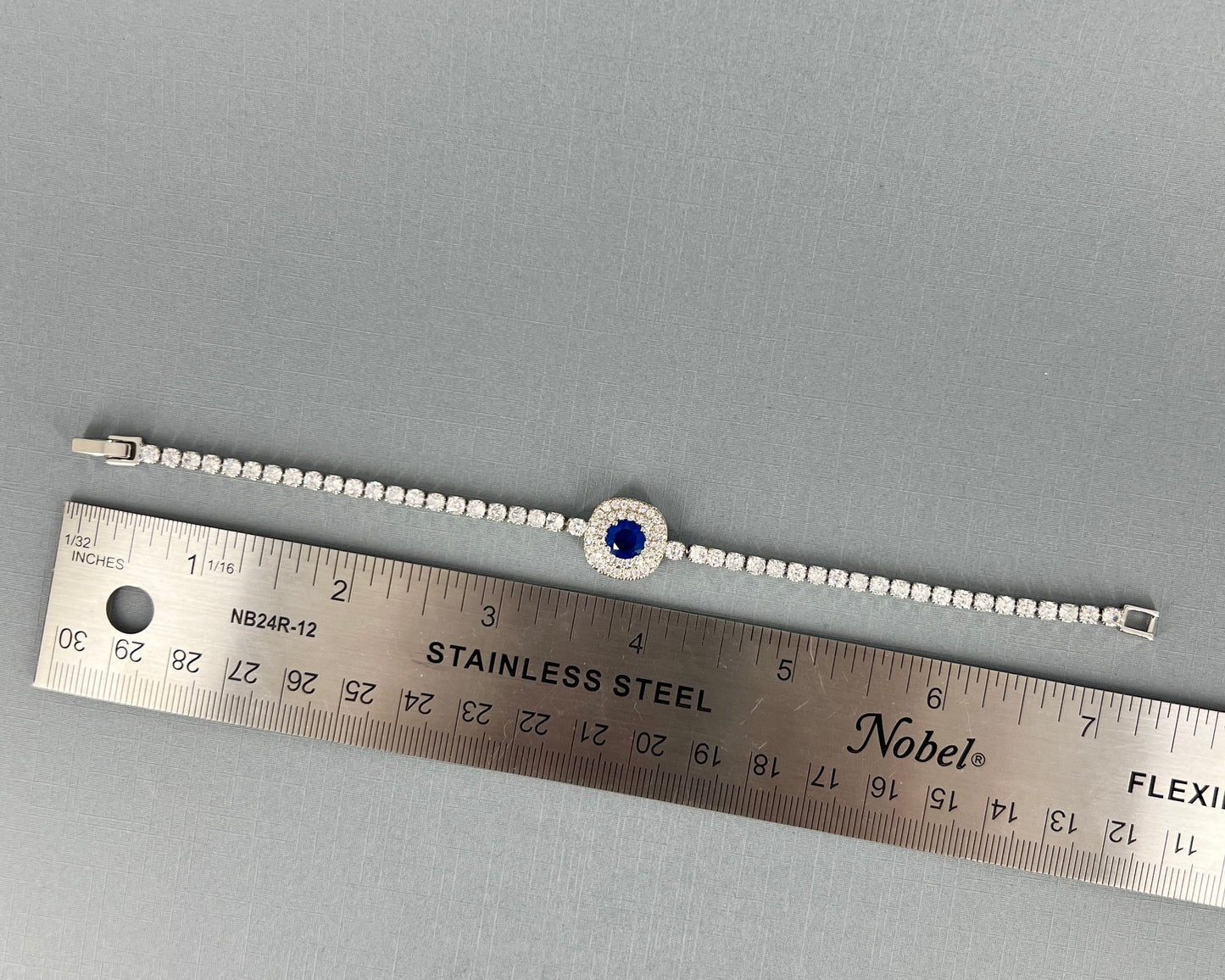 Wedding Bridal Cubic White Gold Plated Royal Blue Bracelet