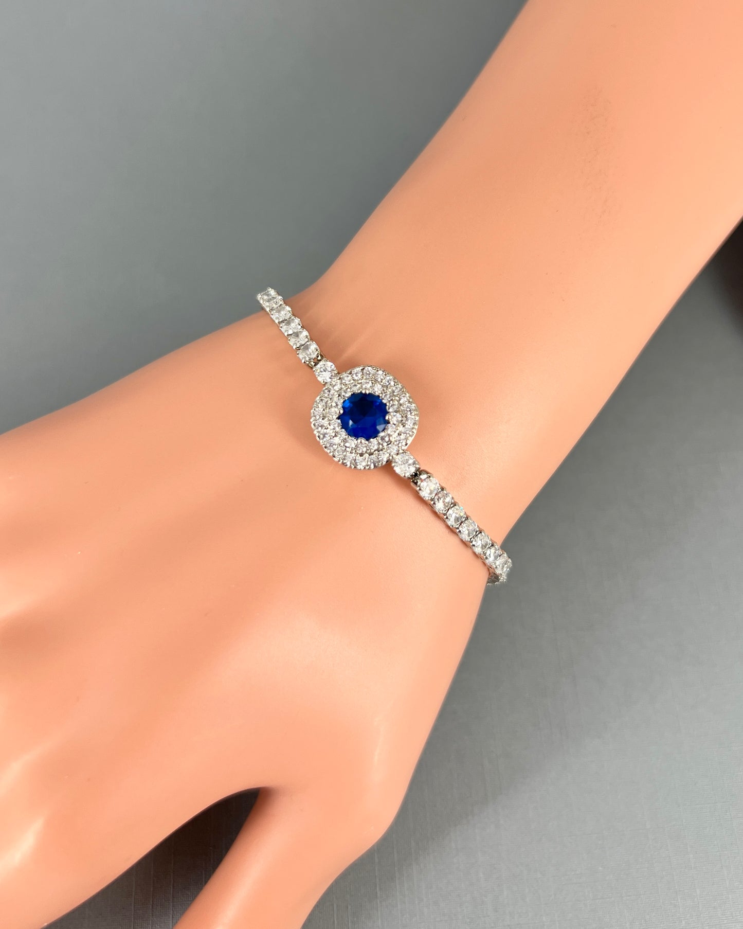 Chantal CZ White Gold Plated Royal Blue Bracelet