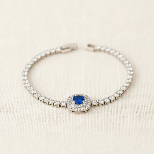 Cena CZ Bracelet en forme de larme bleu saphir plaqué or 18 carats