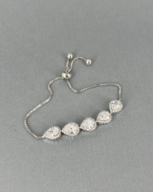 Clearance White Gold Plated Teardrop Adjustable Bracelet