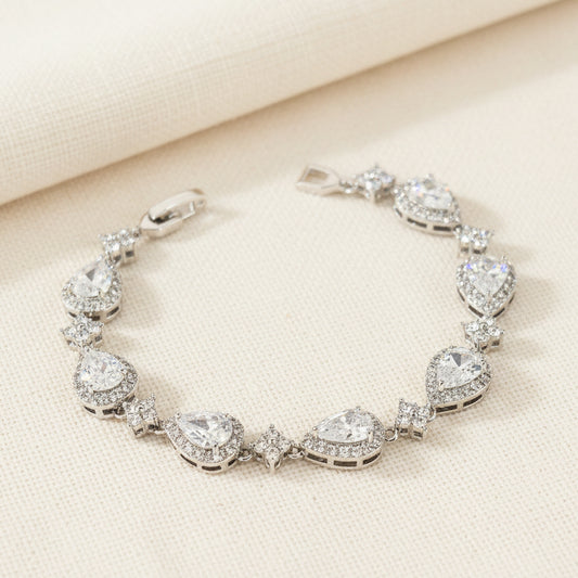 Bracelet tennis Cathy CZ marquise et perles