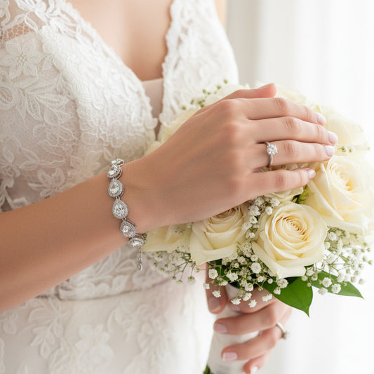 Bracelet tennis Cathy CZ marquise et perles