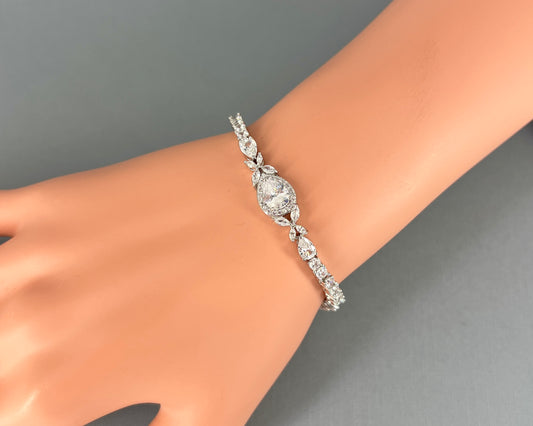 Wedding Bridal Cubic Teardrop Tennis Bracelet