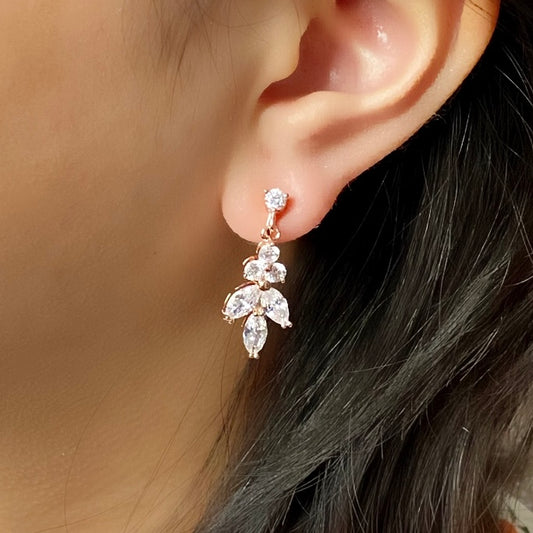 Wedding Bridal Marquise Floral Clip-on Earrings
