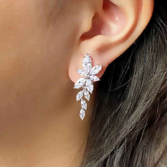 Wedding Bridal Marquise Floral Clip-on Earrings
