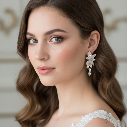 Wedding Bridal Marquise Floral Clip-on Earrings