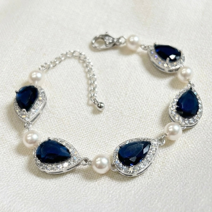 Bridal Sapphire Teardrop Bracelet Something Blue Jewlery