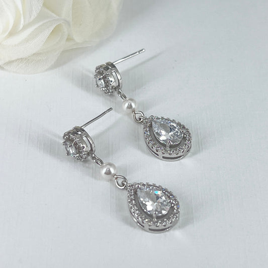 Bridal Wedding Crystal Teardrop Earrings Necklace