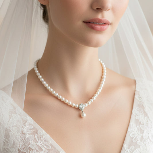 Bridal Wedding Bridal White Pearl Necklace