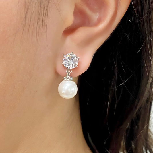 Wedding Bridal 10mm Pearl Drop Clip-on Earrings