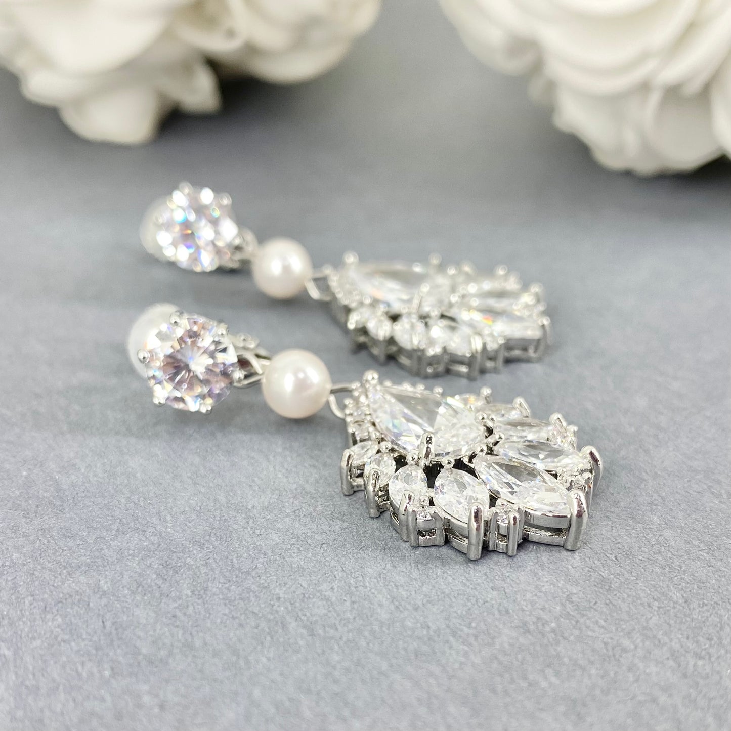 Boucles d'oreilles à clip avec perles Mackenzie Marquise