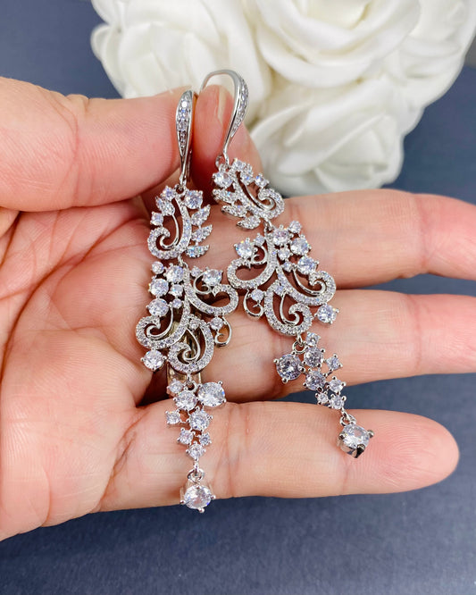 Wedding Bridal Cubic Marquise Statement Earrings