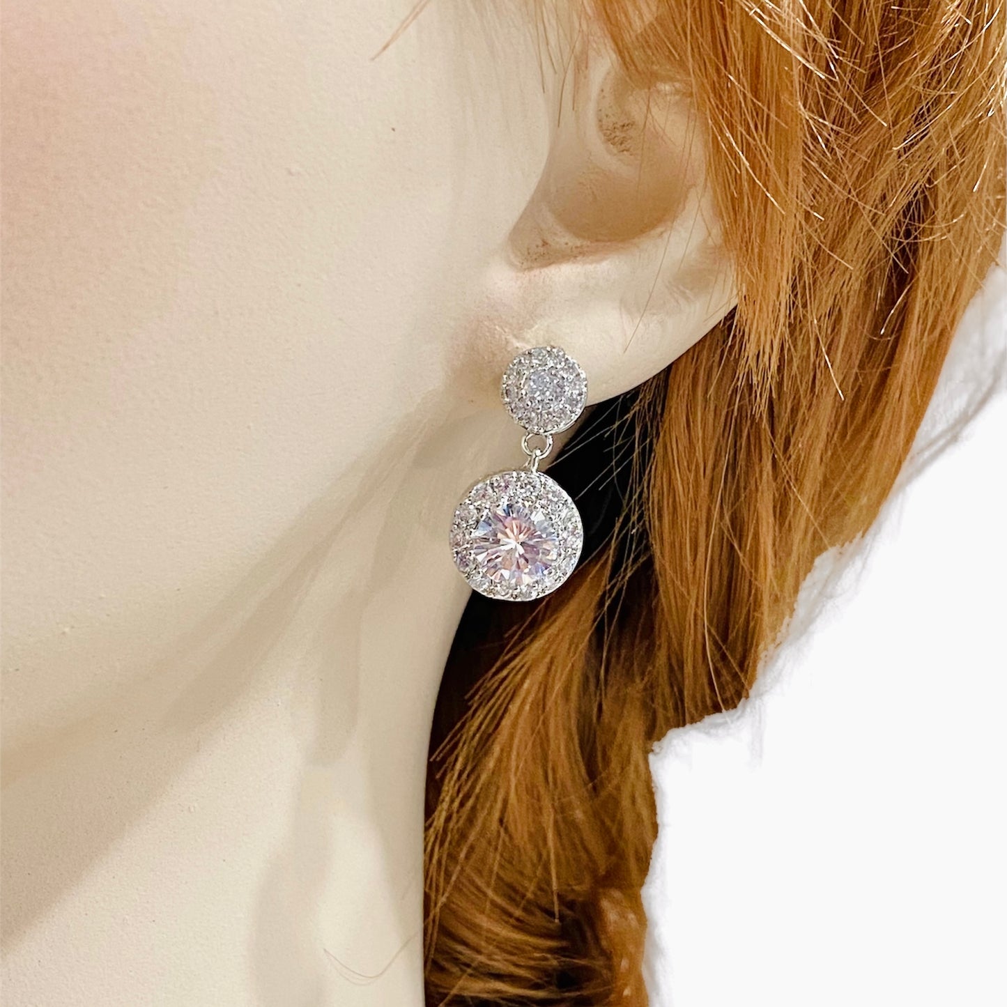 Leah 2pcs CZ Circle Necklace and Earrings Set