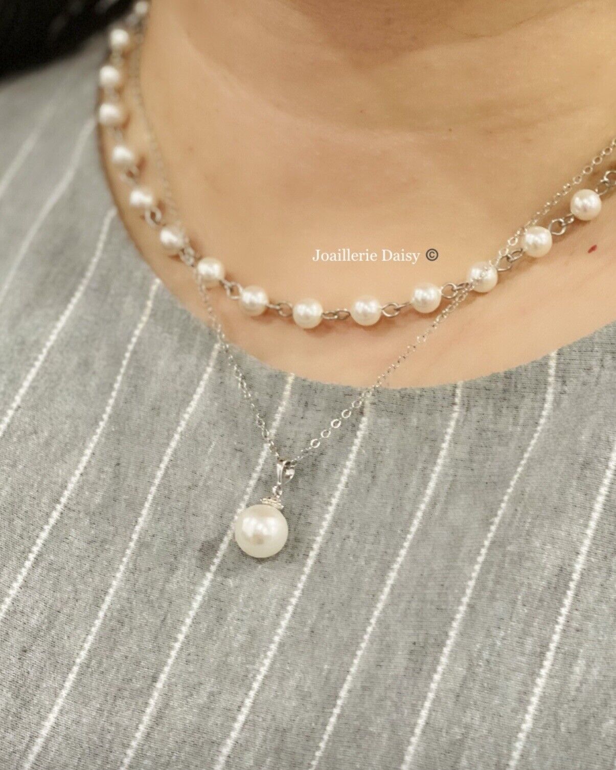 Collier de perles en cristal autrichien double couche Jessie