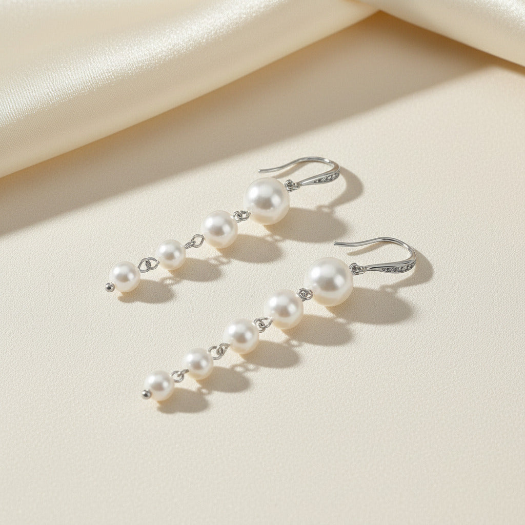 Pearl drop bridal earrings soft romantic jewelry