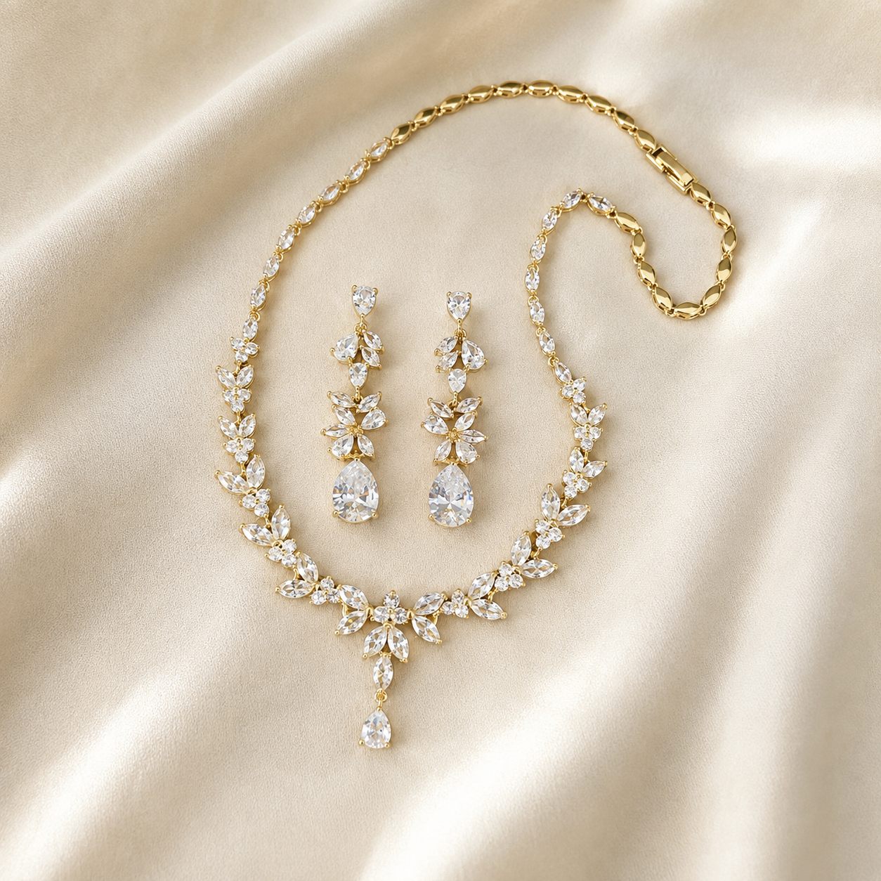 Ensemble collier et boucles d'oreilles Lyla plaqué or 18 carats 2 pièces 