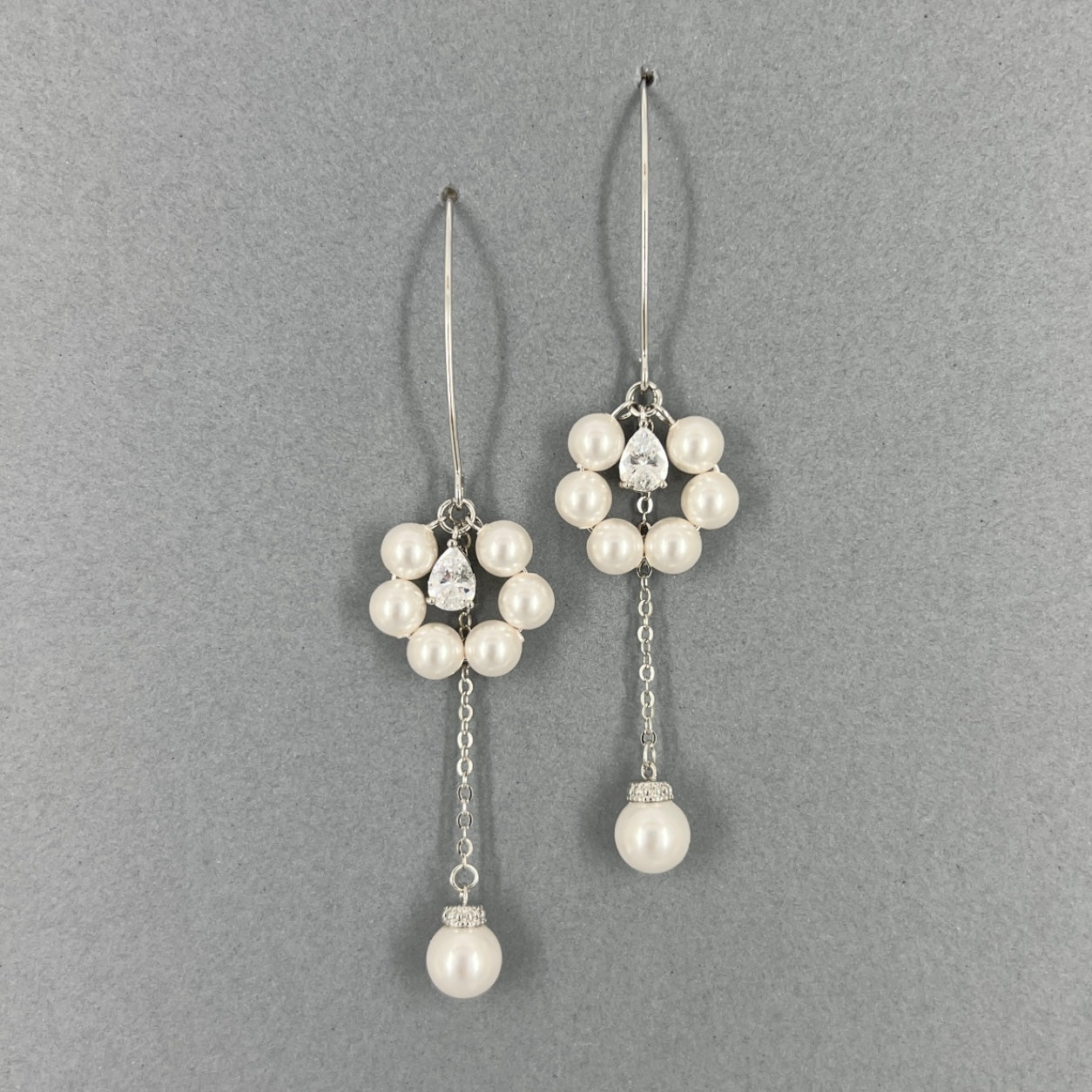 Alexa Flower Pearl Long Earrings