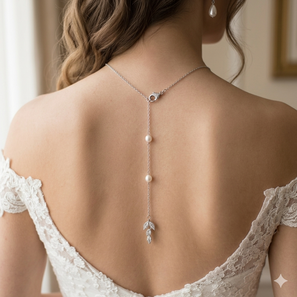 Pamela 2pcs CZ Floral et Perle Toile de Fond Collier et Boucles d'oreilles Ensemble 