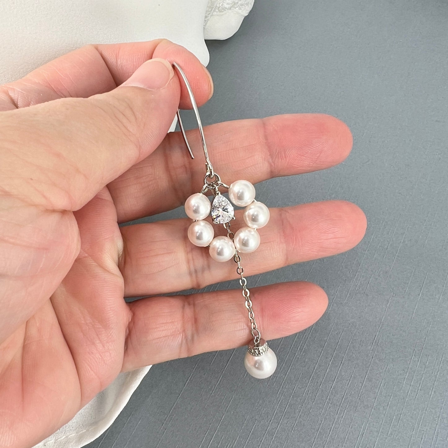 Alexa Flower Pearl Long Earrings