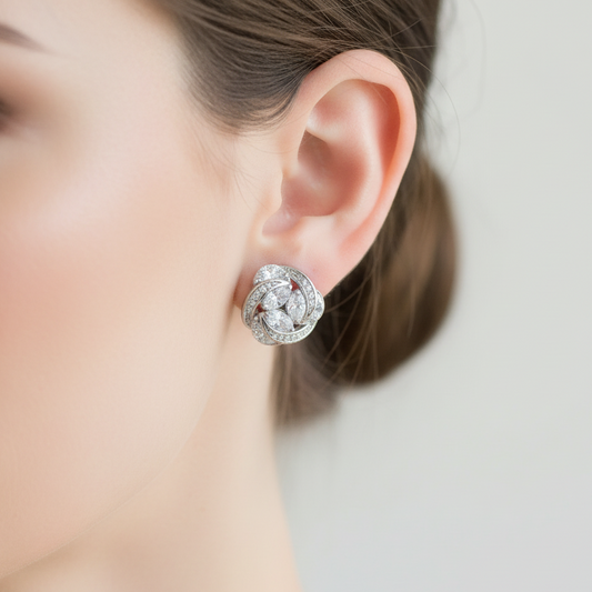 Wedding Bridal CZ Classic Stud Earrings
