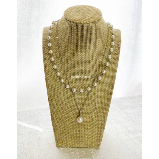 Jessie Double Layer Austrian Crystal Pearl Necklace