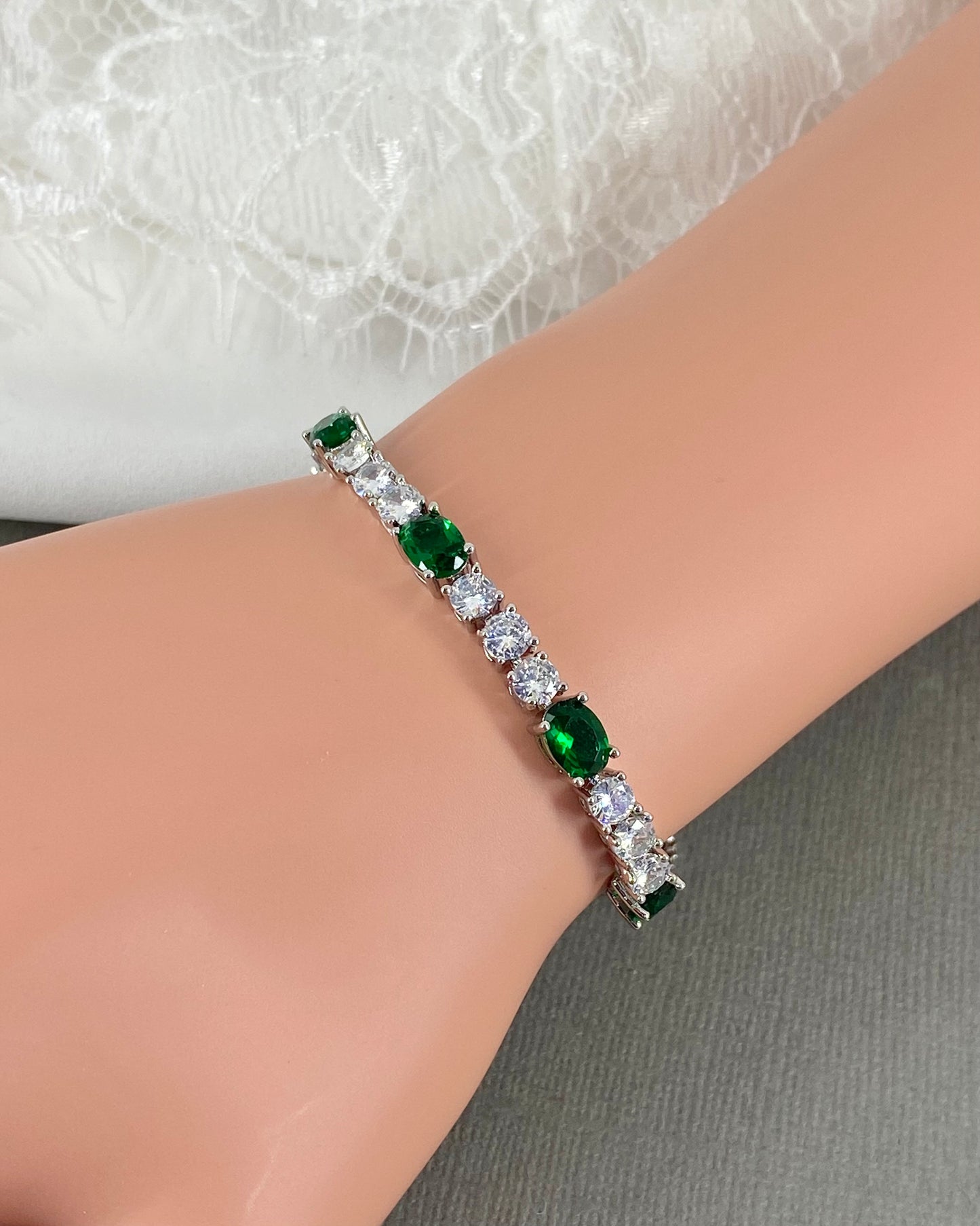 Hannah CZ Emerald Green Adjustable Bracelet