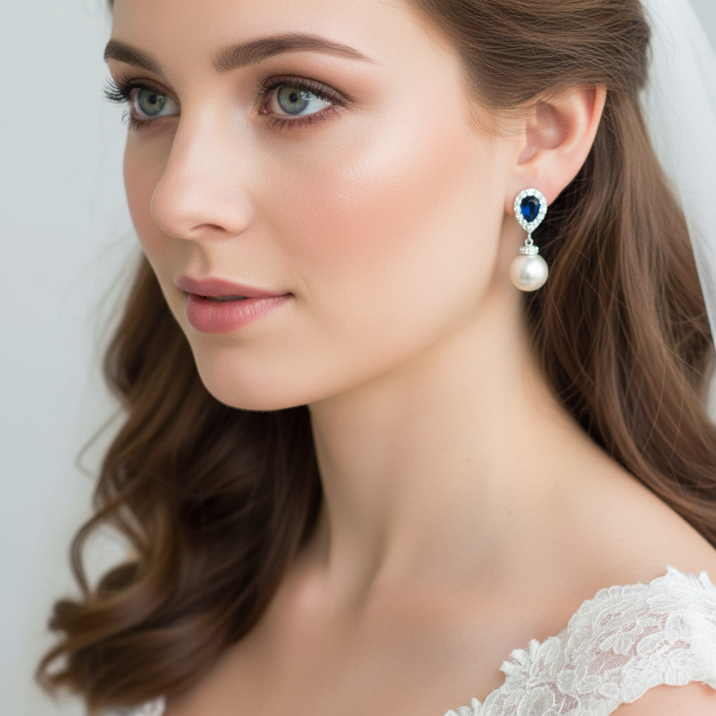 Sadie Something Blue - Boucles d'oreilles pendantes avec perles de 10 mm 