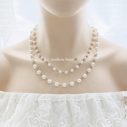Collier de perles de cristal autrichien double couche June 