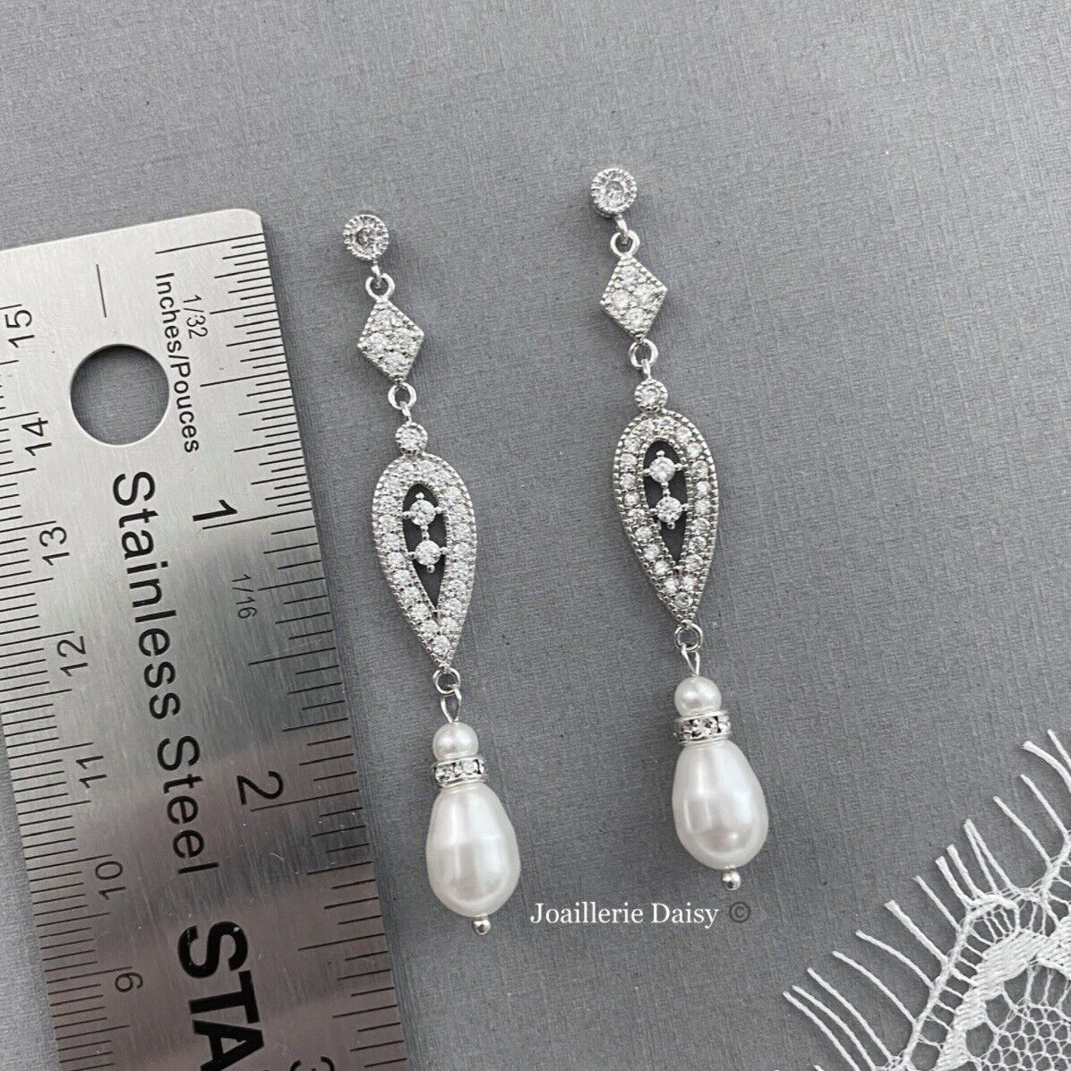 Ada Vintage Style CZ Pearl Earrings