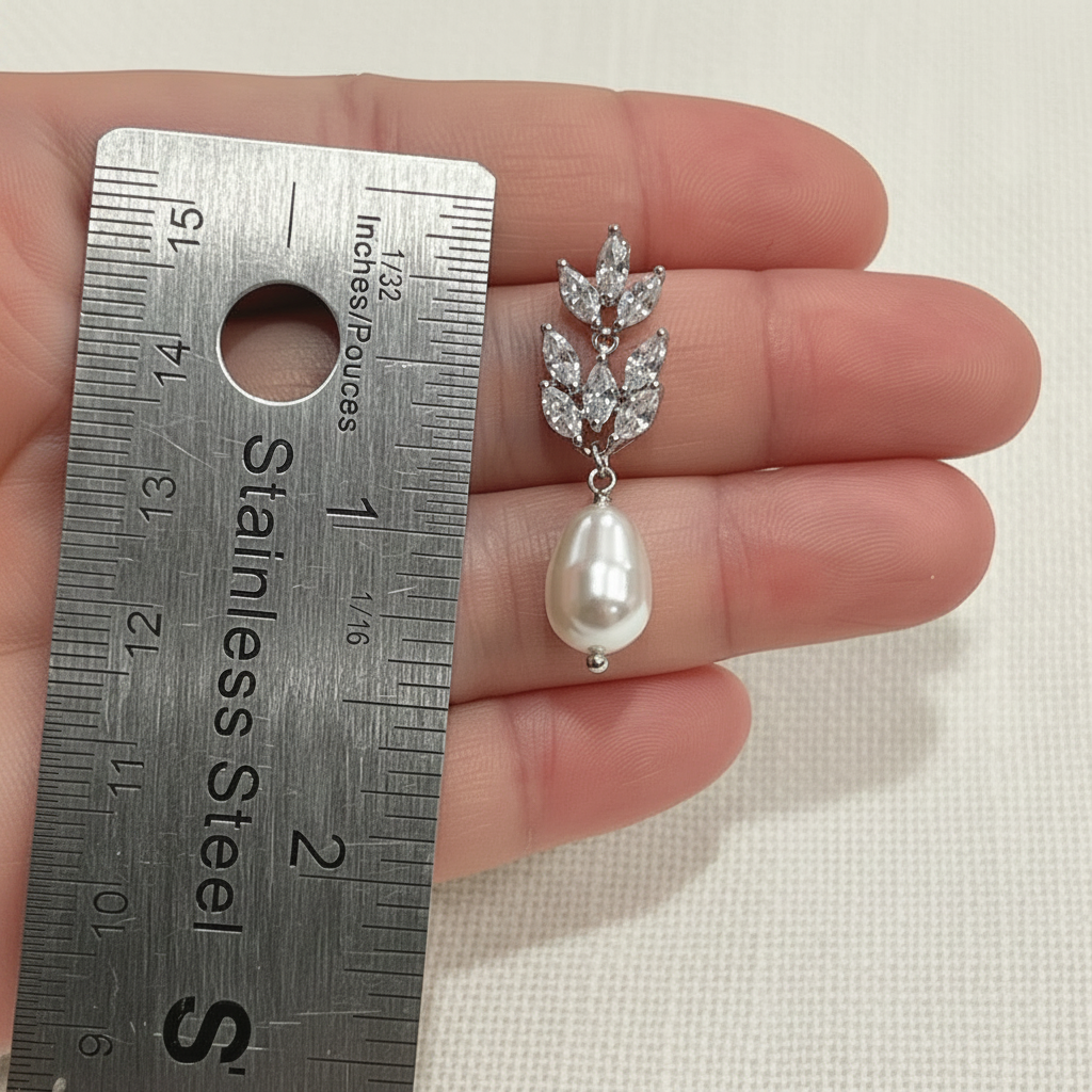 Wedding Bridal Bridesmiads CZ Floral Pear Drop Earrings