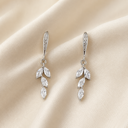 Wedding Bridal Small Leaf Dangle Earrings