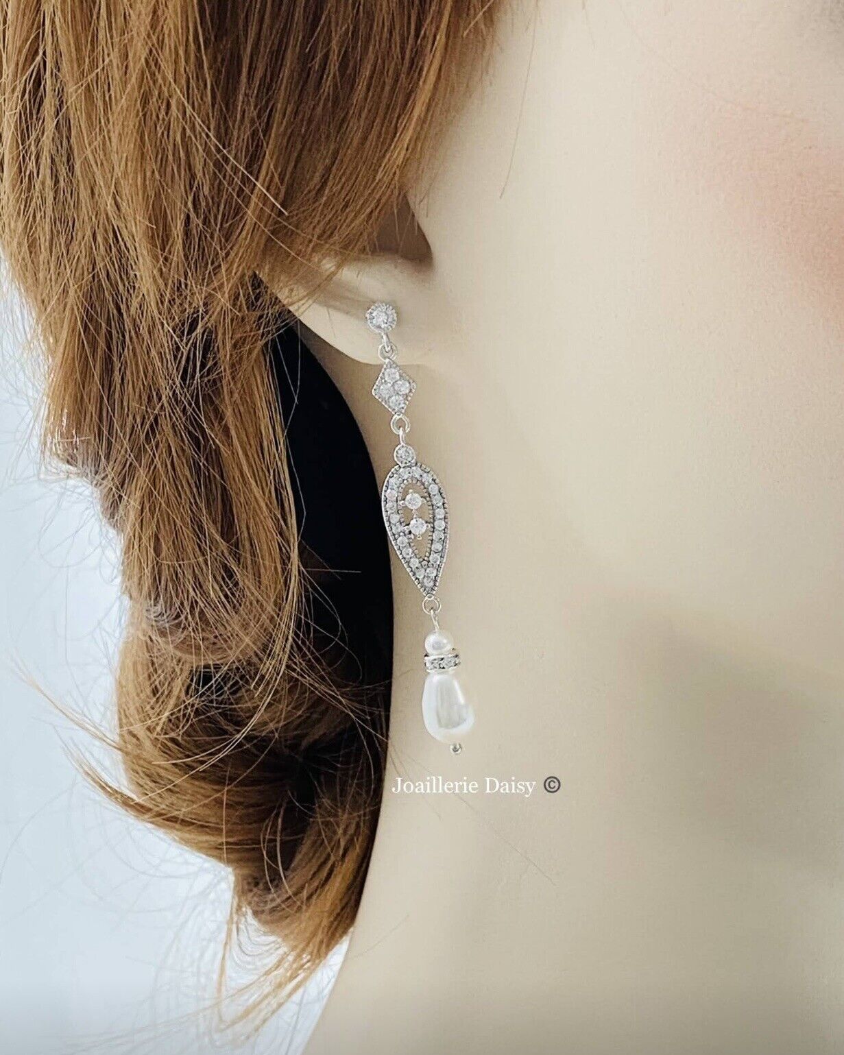 Ada Vintage Style CZ Pearl Earrings