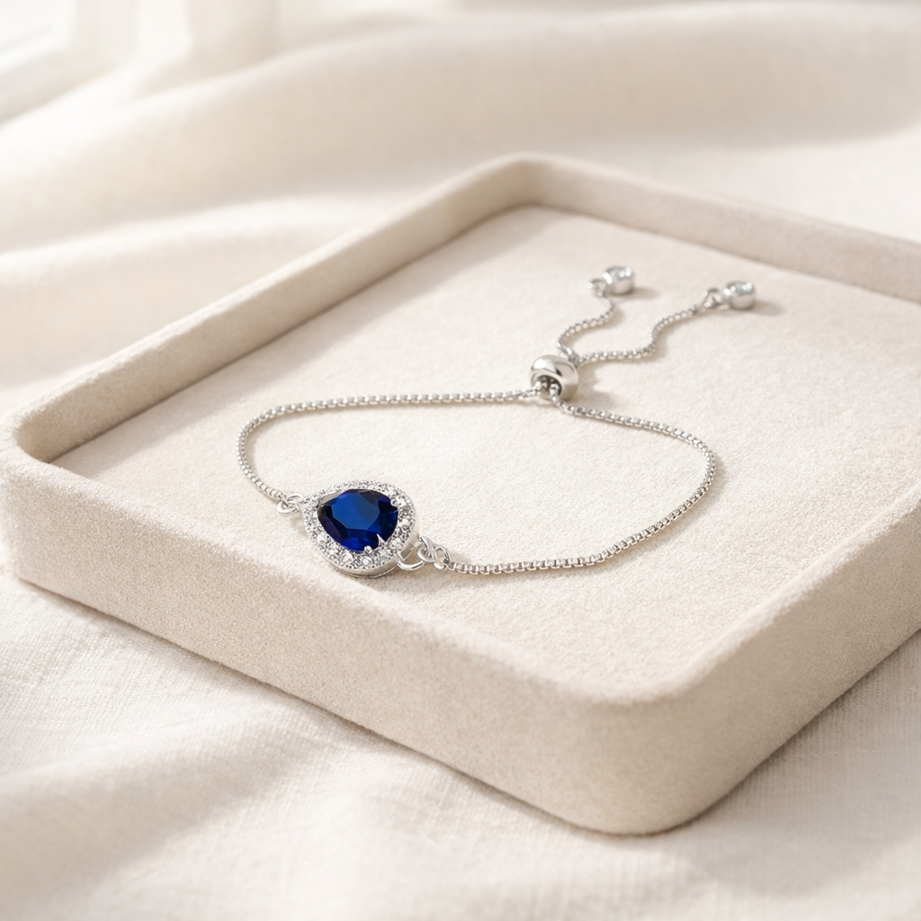 Bracelet réglable Caitlyn CZ feuille et perle 