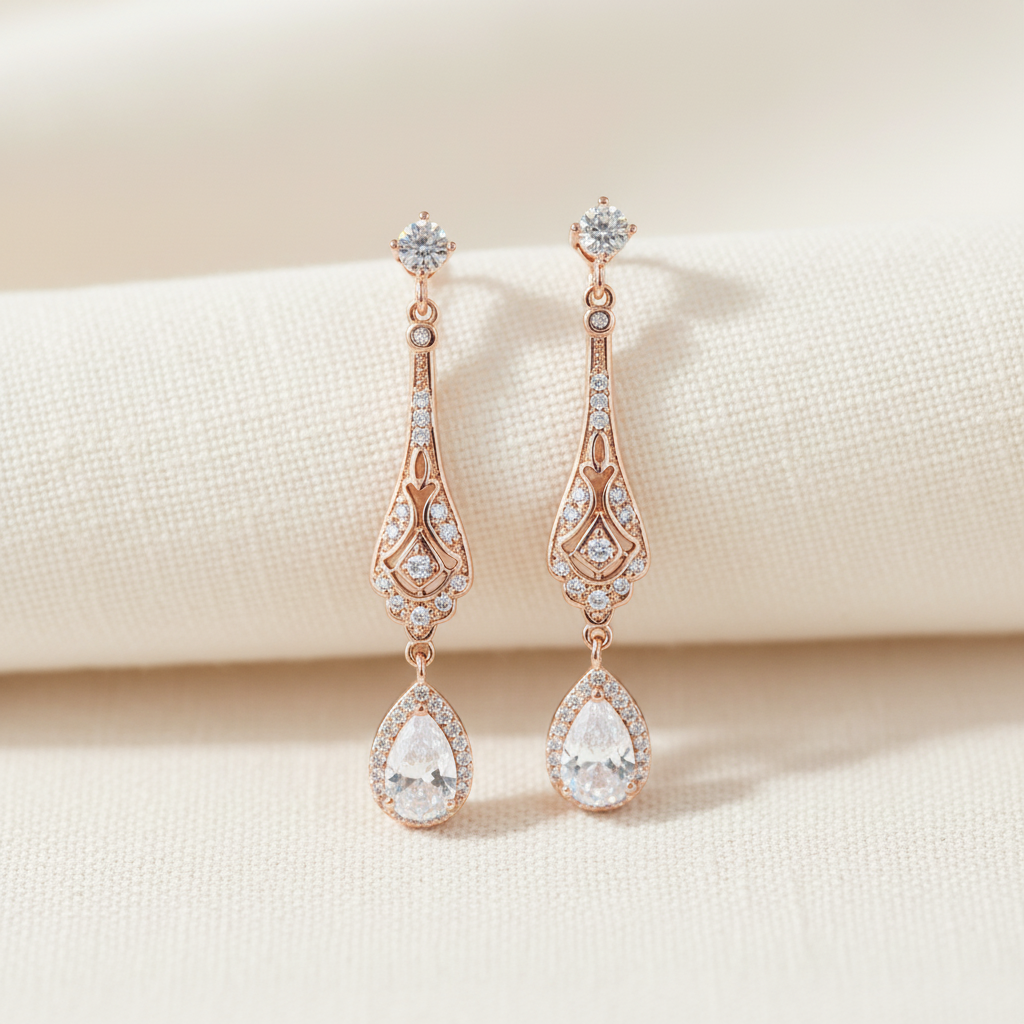 Teardrop Crystal Bridal Clip On Earrings