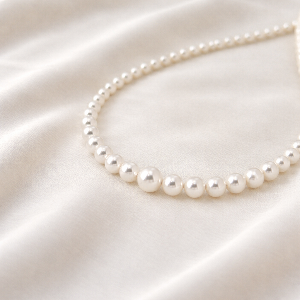 Collier de perles en cristal blanc autrichien progressif Joslyn 