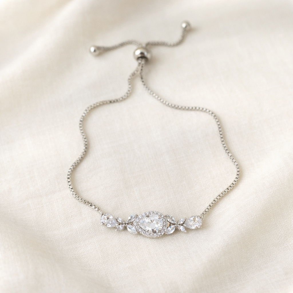 Bridal CZ Teardrop Bracelet