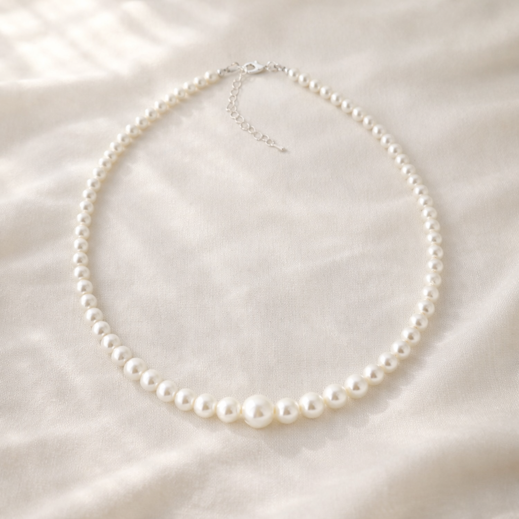 Collier de perles en cristal blanc autrichien progressif Joslyn 