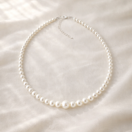 Collier de perles en cristal blanc autrichien progressif Joslyn 
