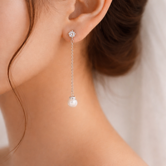 Boucles d'oreilles clips Macaylah plaqué or blanc avec perles linéaires 