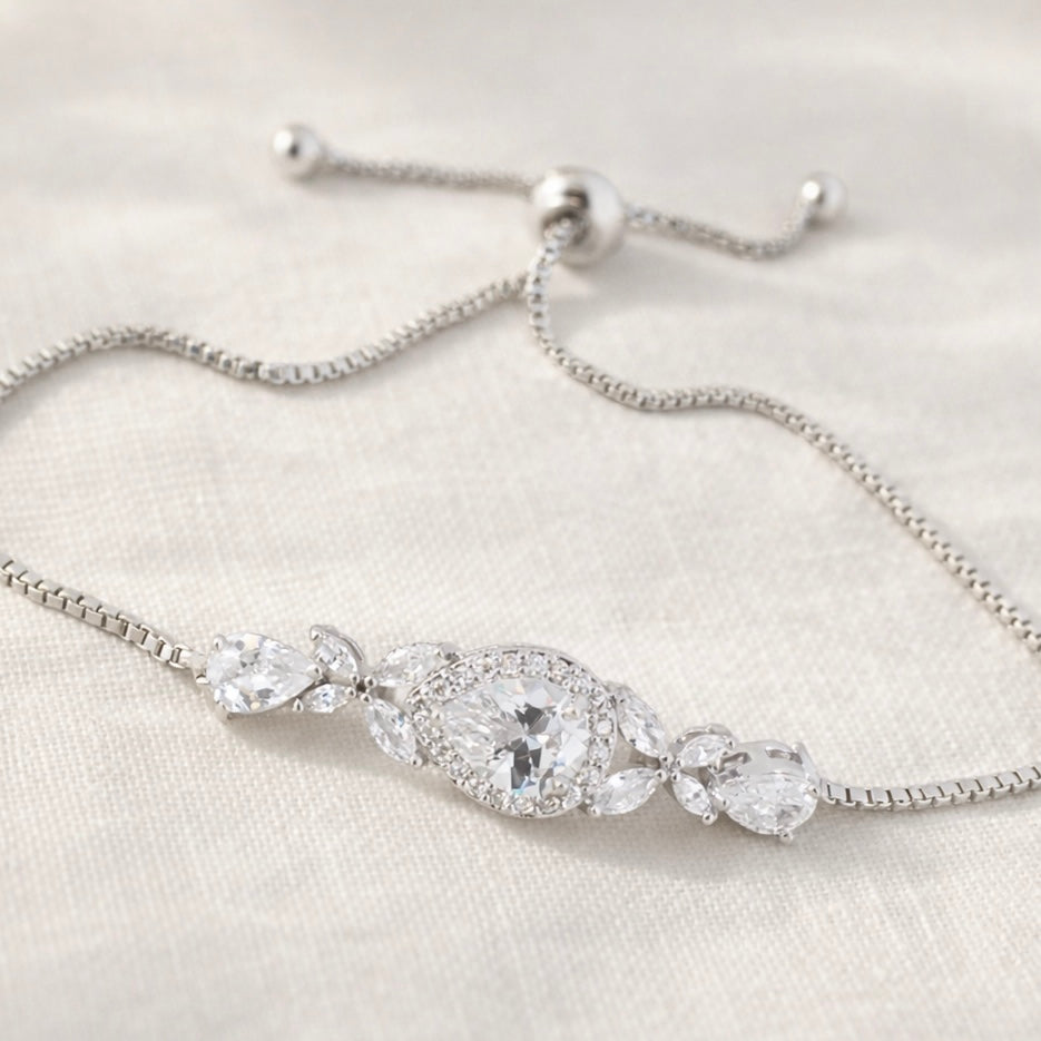 Bridal CZ Teardrop Bracelet