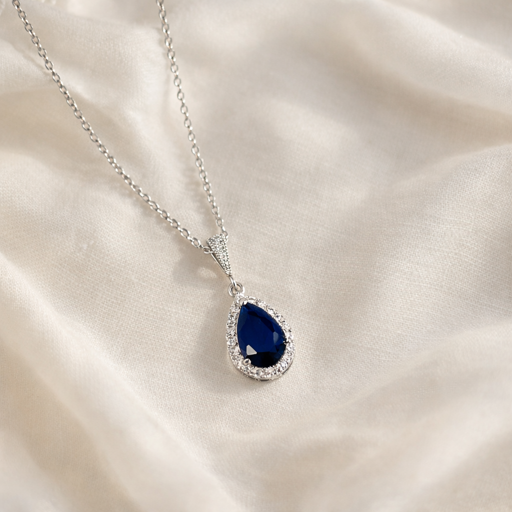 Something Blue Bridal Sapphire Teardrop Earrings