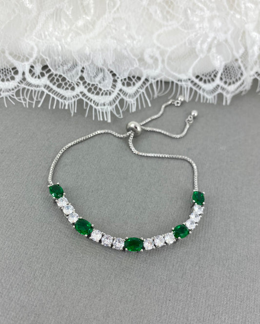 Hannah CZ Emerald Green Adjustable Bracelet